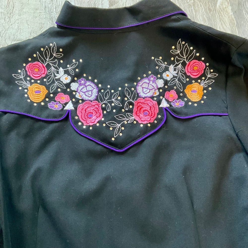 Scully Western Floral Rose Embroidered Pearl Snap Shirt PPL-864 Sz Small Cowgirl - Picture 11 of 15